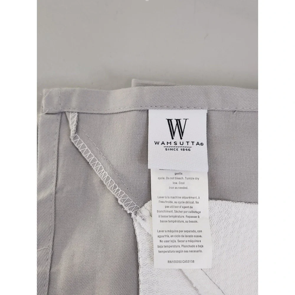 Wamsutta Shower Curtain 72x72 Grey White Hotel Stripe Waffle Weave Fabric Cotton